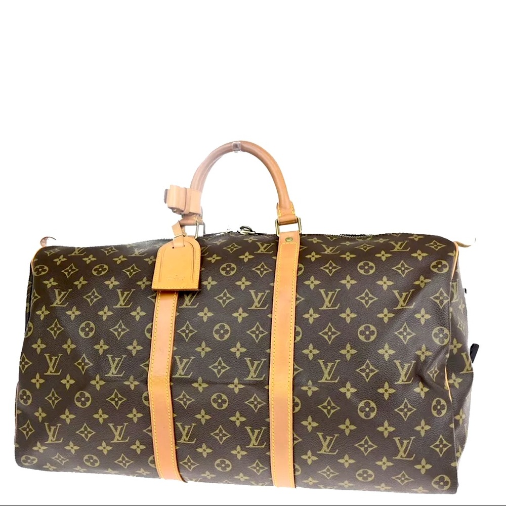 authentic Louis Vuitton keepall 50 | genuine leather monogram LV | LV logo